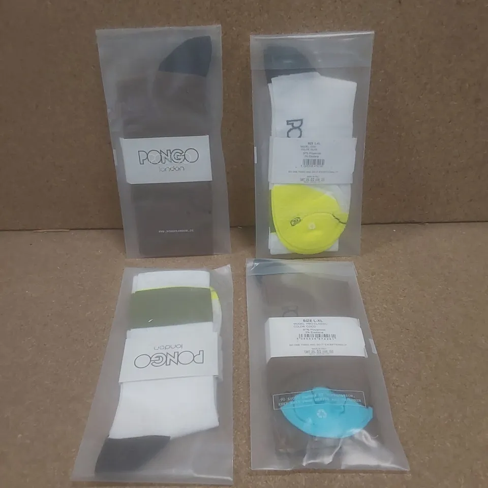 BOX TO CONTAIN A LARGE QUANTITY OF BRAND NEW PAIRS OF PONGO LONDON CYCLING SOCKS - COLOURS AND SIZES VARY  // 1 PAIR PER PACK