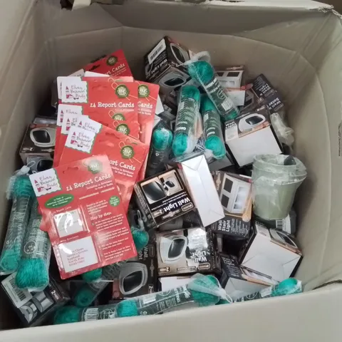 BOX CONTAINING A LARGE QUANTITY OF BRAND NEW ASSORTED HOMEWARE PRODUCTS TO INCLUDE: MYGARDEN WALL LIGHTS, PLANTERS, GARDEN NETTING ECT