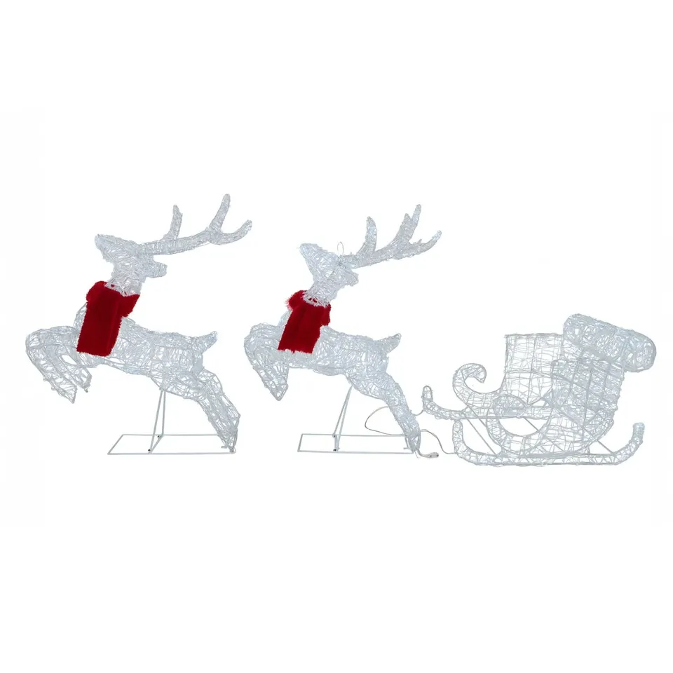 BOXED NEO 240 LED CHRISTMAS SLEIGH REINDEER OUTDOOR DECORATION
