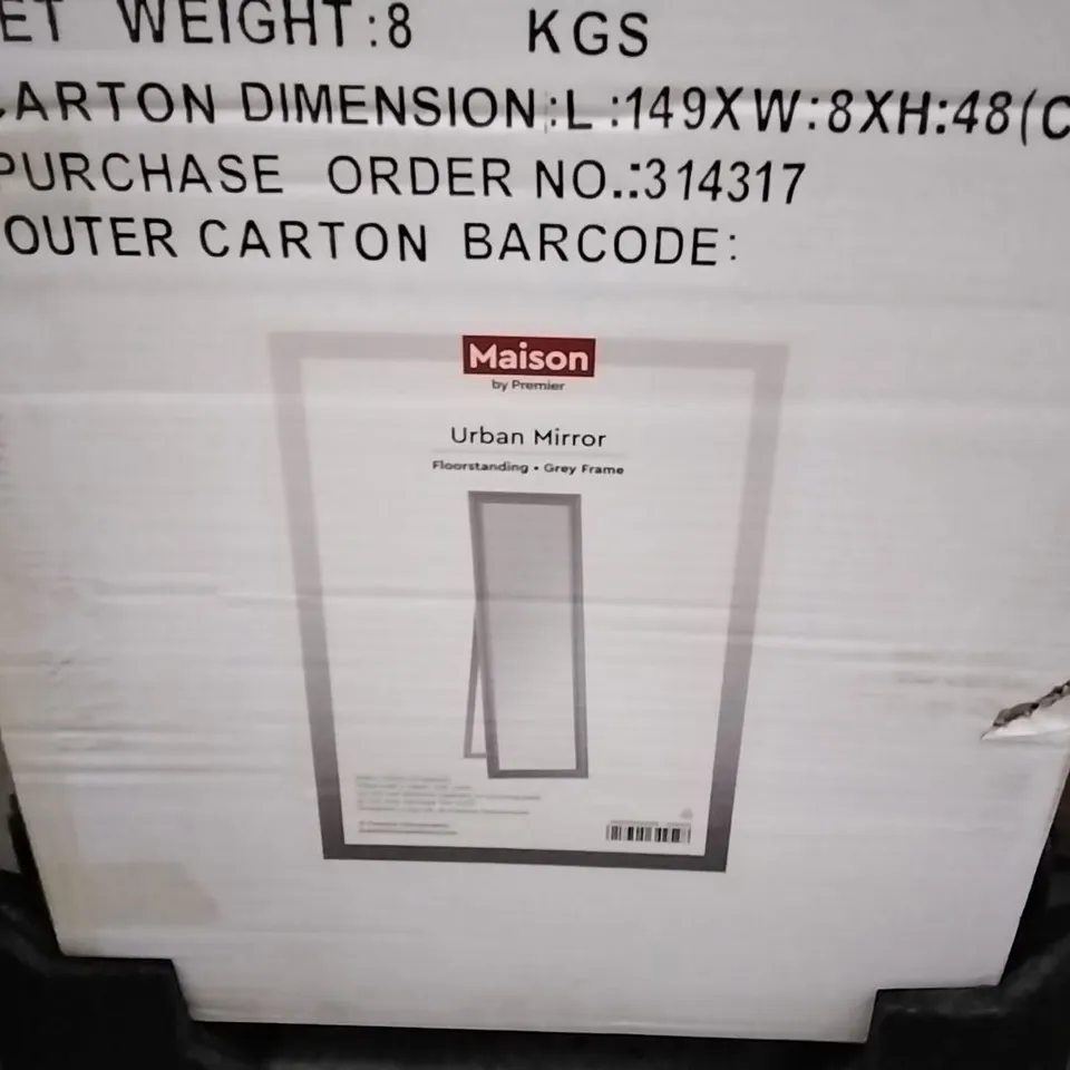 BOXED URBAN FLOOR MIRROR GREY FRAME
