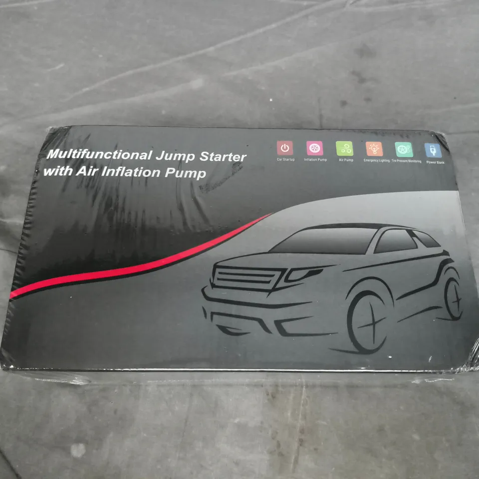 MULTIFUNCTIONAL JUMP STARTER WITH AIR INFLATION PUMP – BOXED