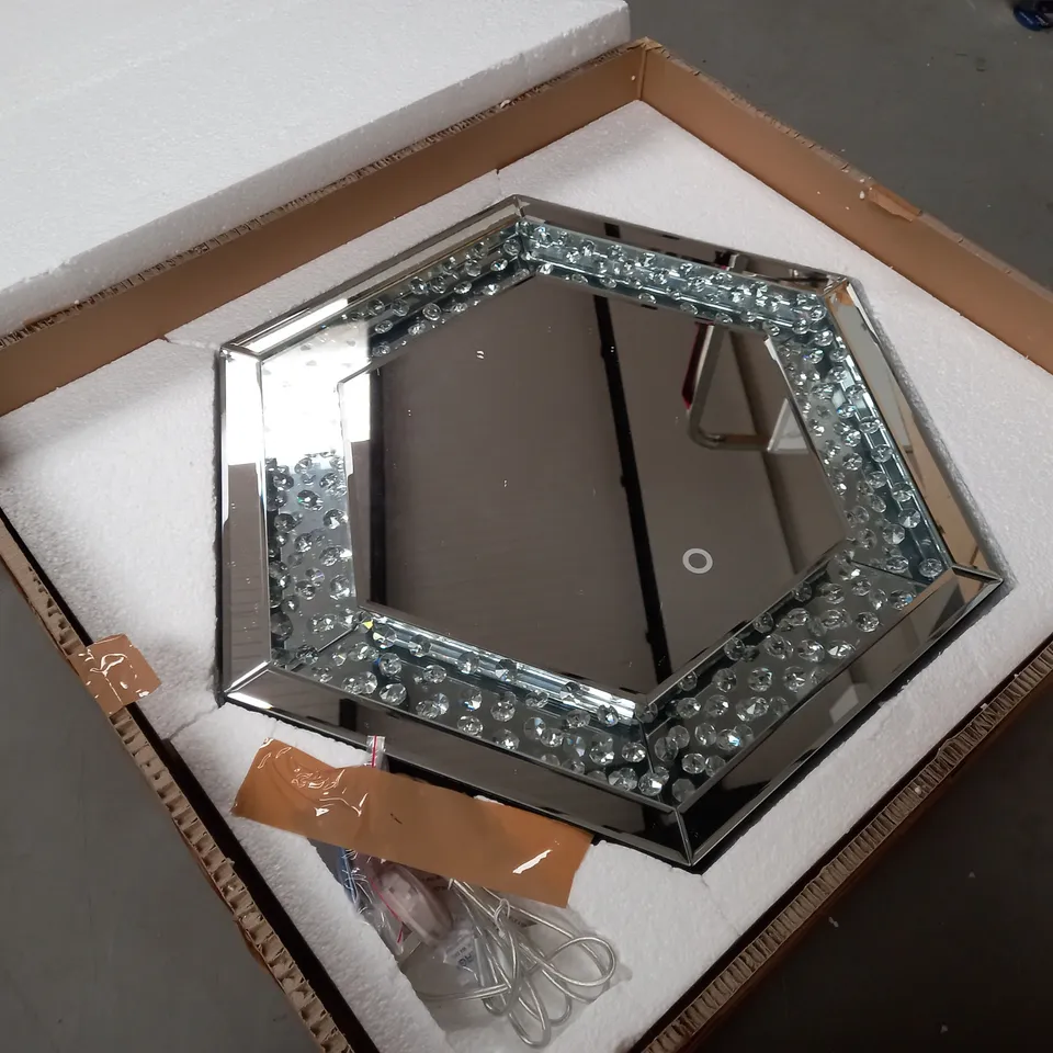 BOXED HEXAGON SHAPED MIRROR WITH LIGHTS