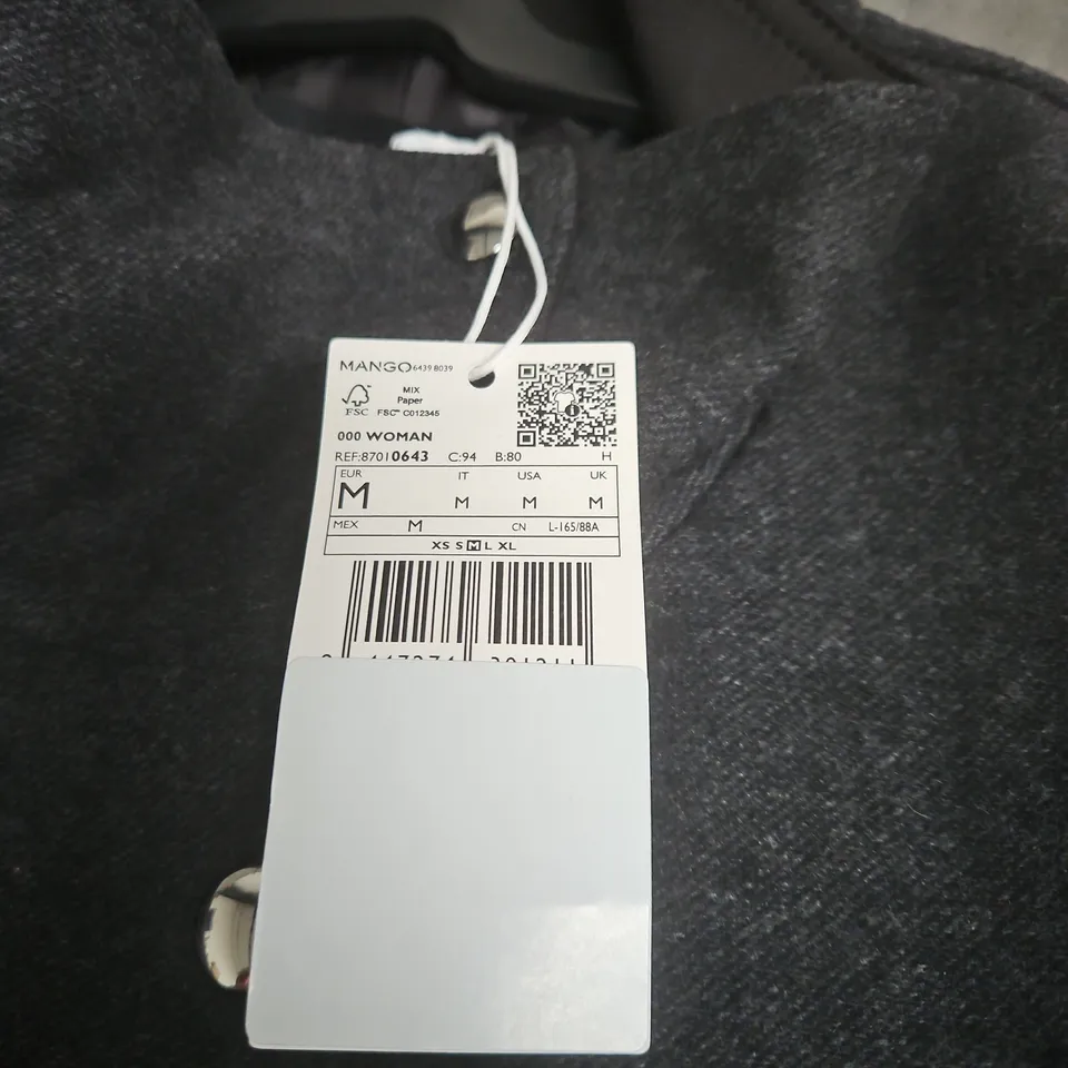 MANGO GREY COAT WITH SILVER BUTTONS MEDIUM WITH TAGS