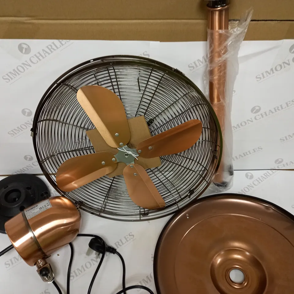 TOWER COPPER METAL PEDESTAL FAN 
