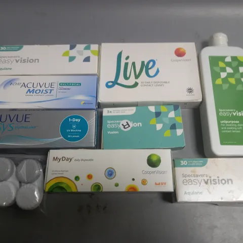 LOT OF ASSORTED EYE CARE ITEMS TO INCLUDE SPECSAVERS, ACUVUE AND MYDAY