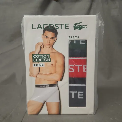 LACOSTE COTTON STRETCH TRUNKS (3-PACK) SIZE LARGE