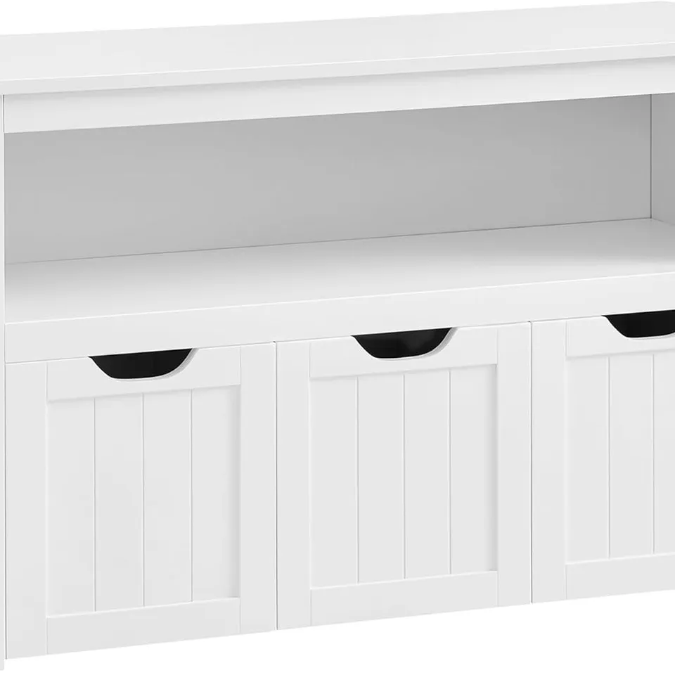 BOXED VASAGLE TOY STORAGE UNIT FOR KIDS, STORAGE CABINET WITH WHEELS, 30 X 102 X 60 CM - WHITE (1 BOX)
