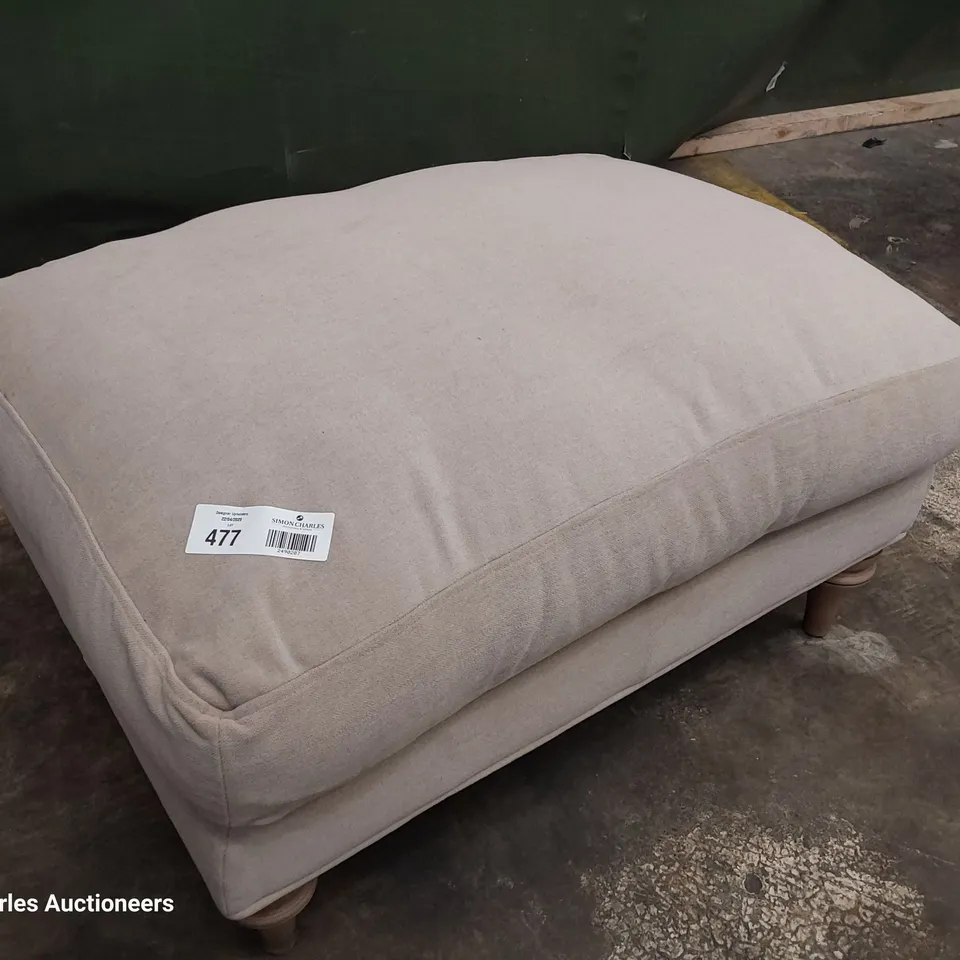 QUALITY BRITISH DESIGNER LOUNGE Co. ROSE FOOTSTOOL NATURAL FABRIC 