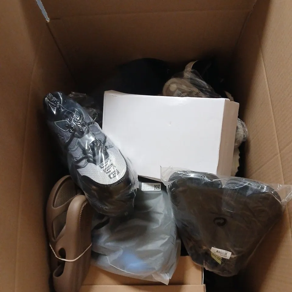 BOX OF APPROXIMATELY 15 ASSORTED FOOTWEAR ITEMS TO INCLUDE SLIPPERS, TRAINERS, SANDALS ETC