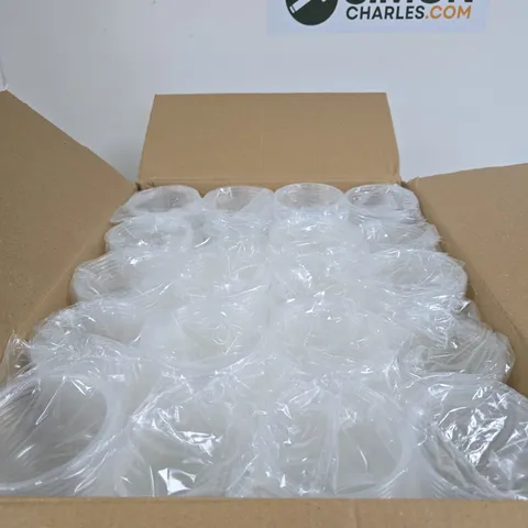 BOXED LARGE AMOUNT OF CLEAR PLASTIC CUPS