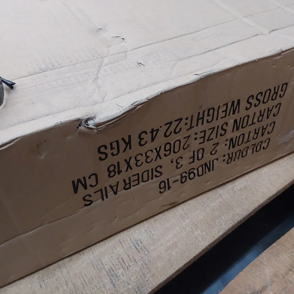 ASSORTED DESIGNER BED PARTS, 5' KINGSIZE HEADBOARD, 5' BASE BOARDS & SIDERAILS (NOT MATCHING)