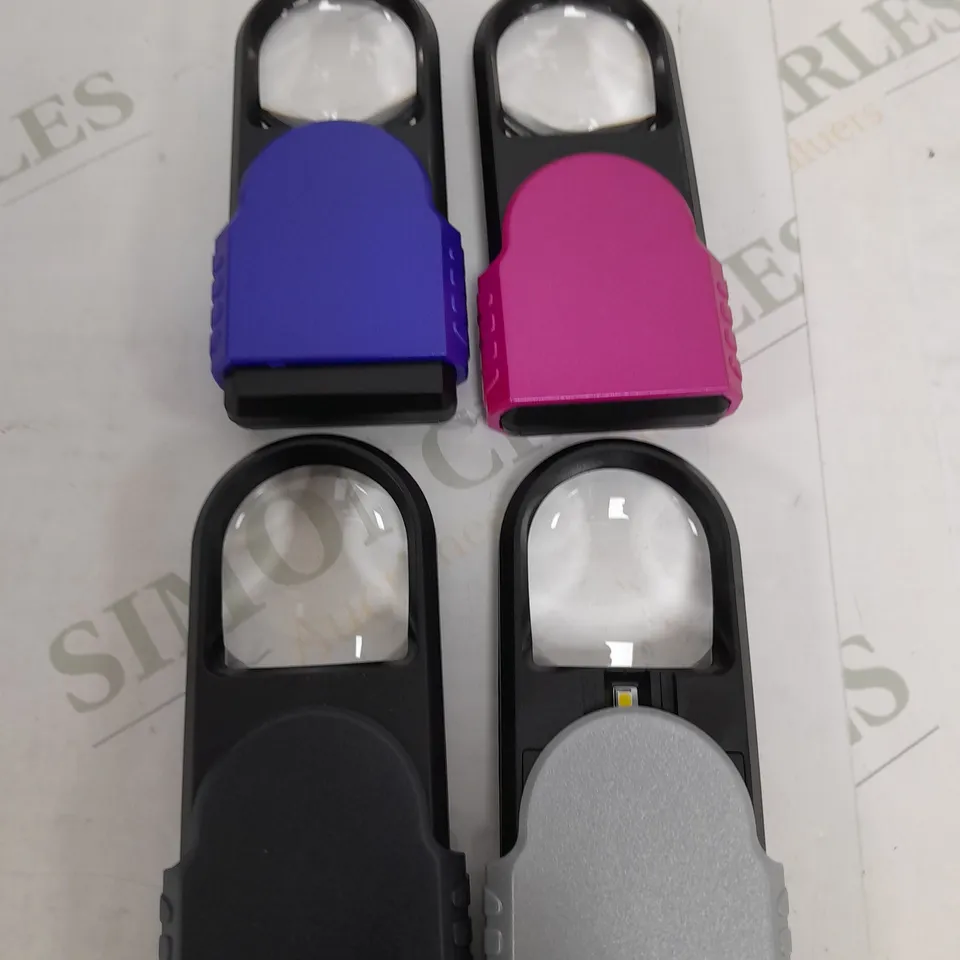 SECUREBRITE SET OF 4 MAGNIFIERS BLUE PINK BLACK AND GREY