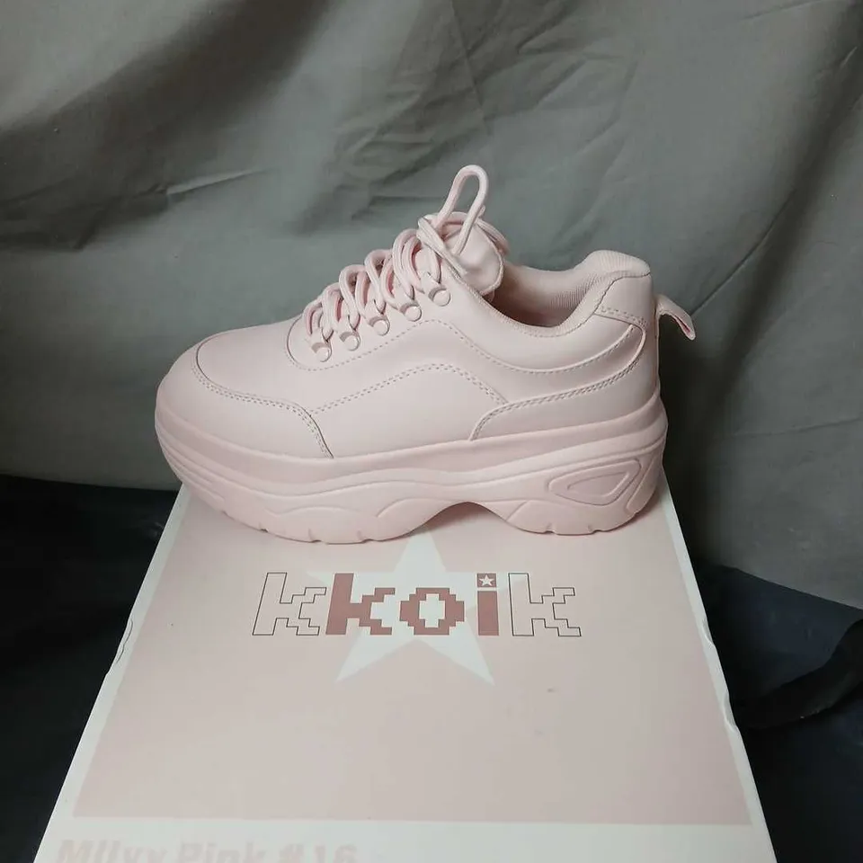 KOI FOOTWEAR JENNIE STRIKER MILKY PINK CHUNKY BUBBLE TRAINERS – WOMEN'S UK4