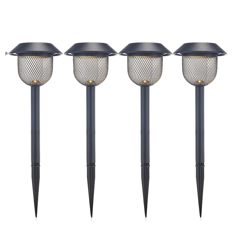 GARDEN REFLECTIONS 4 X METAL LATTICE WARM WHITE SOLAR LIGHTS