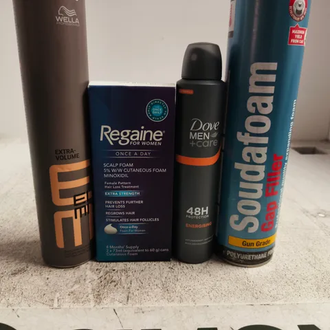 APPROXIMATELY 15 ASSORTED AEROSOLS TO INCLUDE DOVE MEN , WELLA AND SCALP FOAM 