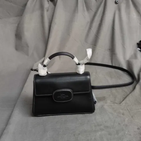 COACH BLACK LEATHER HANDBAG WITH TOP HANDLE & CROSSBODY STRAP 