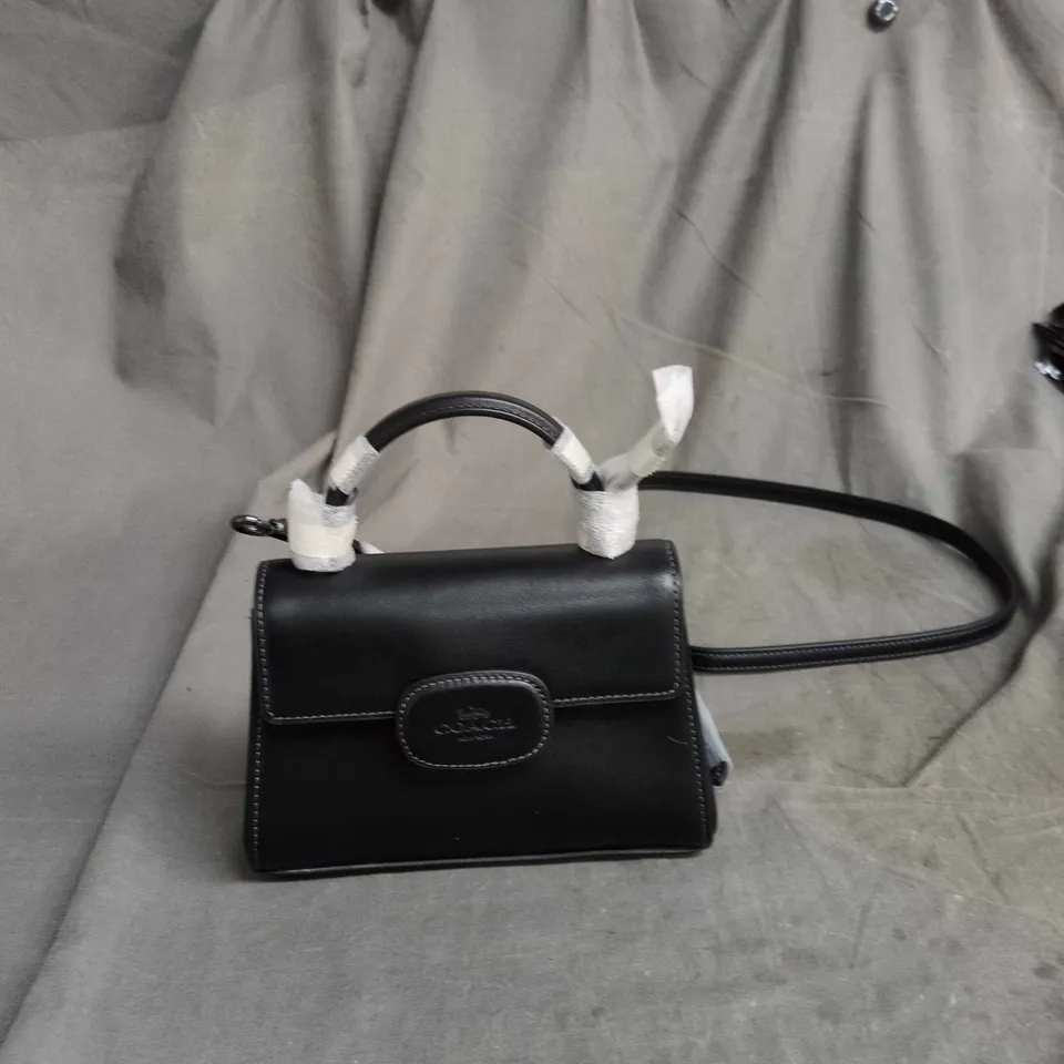 COACH BLACK LEATHER HANDBAG WITH TOP HANDLE & CROSSBODY STRAP 
