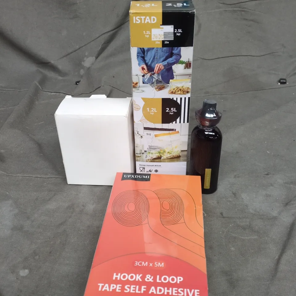 APPROXIMATELY 15 ASSORTED HOUSEHOLD PRODUCTS TO INCLUDE RITUALS HOME PERFUME, FOOD BAGS AND HOOK & LOOP TAPE SELF ADHESIVE