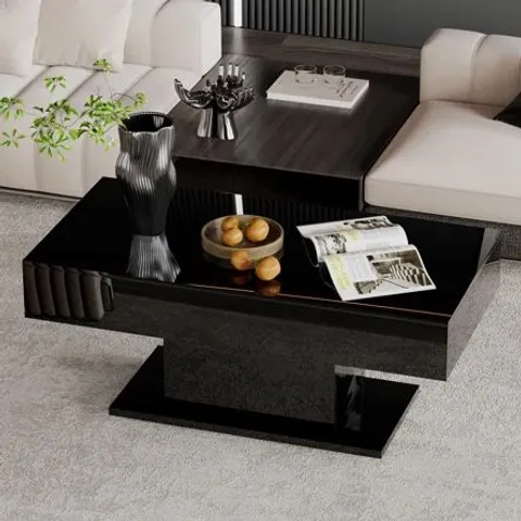 BOXED HIGH GLOSS COFFEE TABLE WITH 16 COLOURS LED LIGHTS