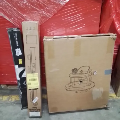 PALLET OF ASSORTED HOUSEHOLD GOODS AND PRODUCTS TO INCLUDE;RETRACTABLE SAFETY GATE,DESK MAT,BABY WALKER 