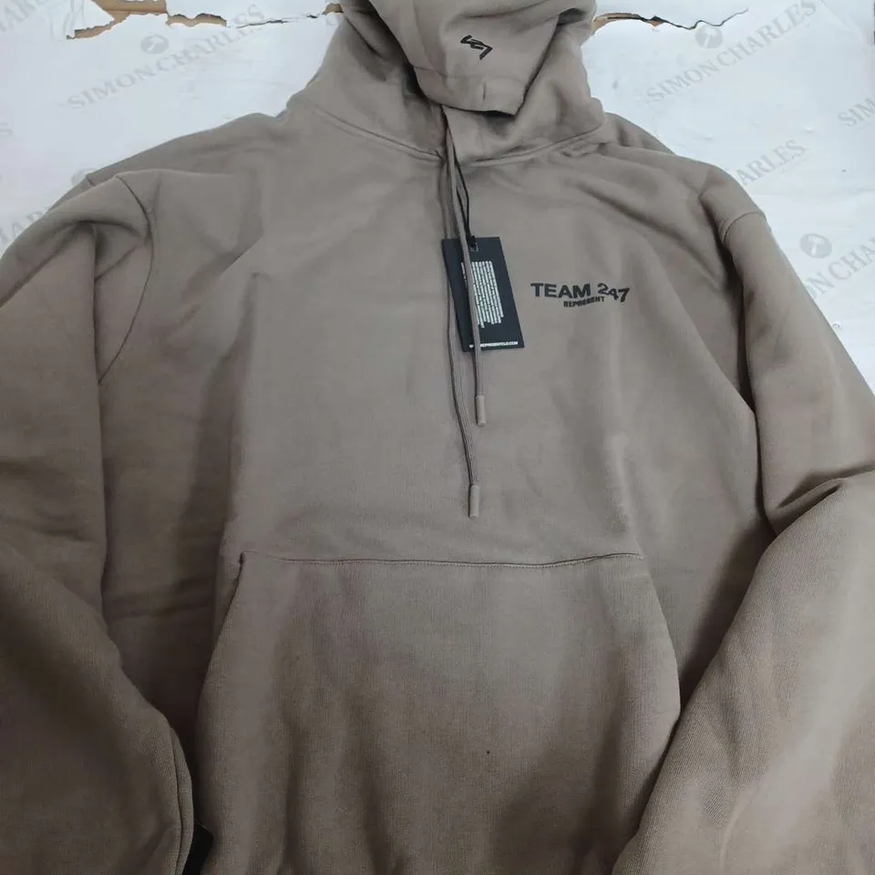 REPRESENT TEAM 247 LIGHT KHAKI HAEVY WEIGHTED HOODIE - MEDIUM