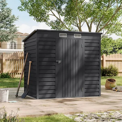 BOXED DIOGENES 6FT W × 4FT D METAL TONGUE & GROOVE PENT GARDEN SHED (2 BOXES)