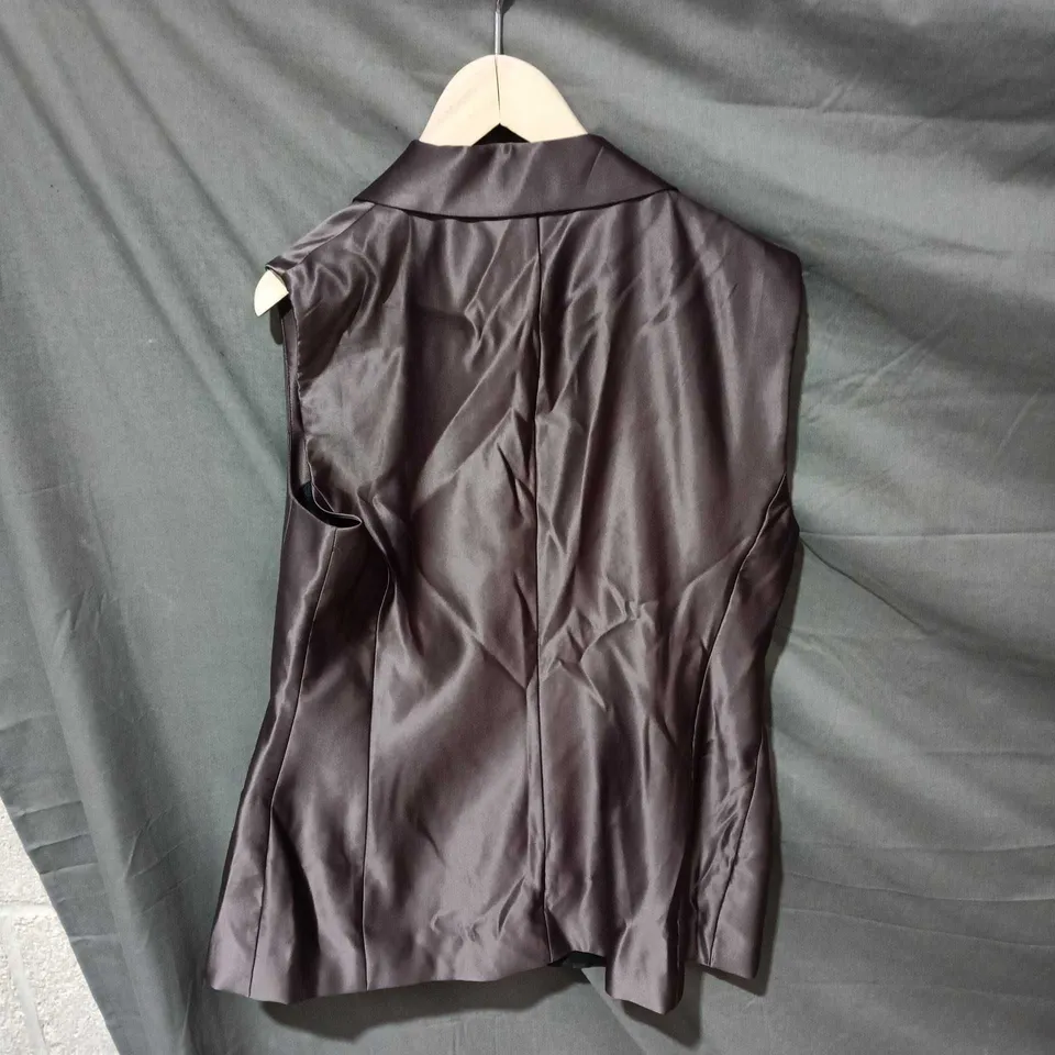 ZARA SATIN SLEEVELESS BLAZER VEST – BROWN – WOMEN'S XL 