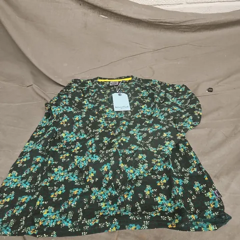 WEIRDFISH FOREST NIGHT BROOKE ORGANIC COTTON PRINTED V NECK JERSEY TOP SIZE 10 WITH TAGS