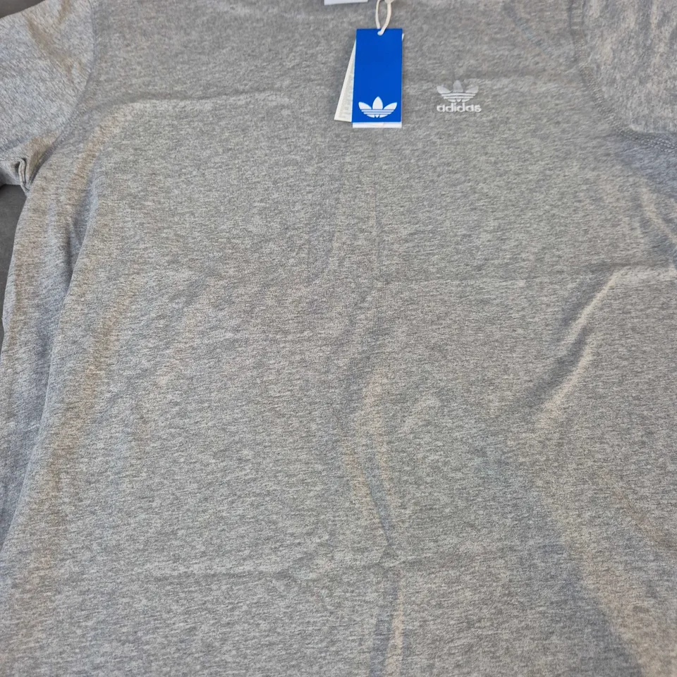 ADIDAS GREY HEATHER T-SHIRT WITH WHITE TREFOIL LOGO - SIZE M