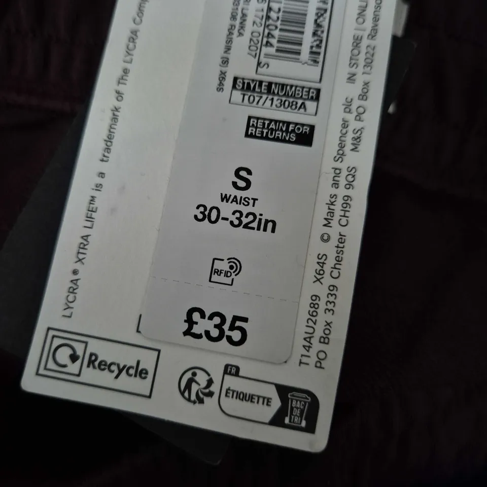 AUTOGRAPH WOMEN’S TROUSERS – BURGUNDY, UK SIZE S, WAIST 30–32IN