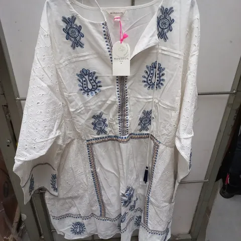 MONSOON BEACH IVORY EMBROIDERED TUNIC DRESS, XX-LARGE