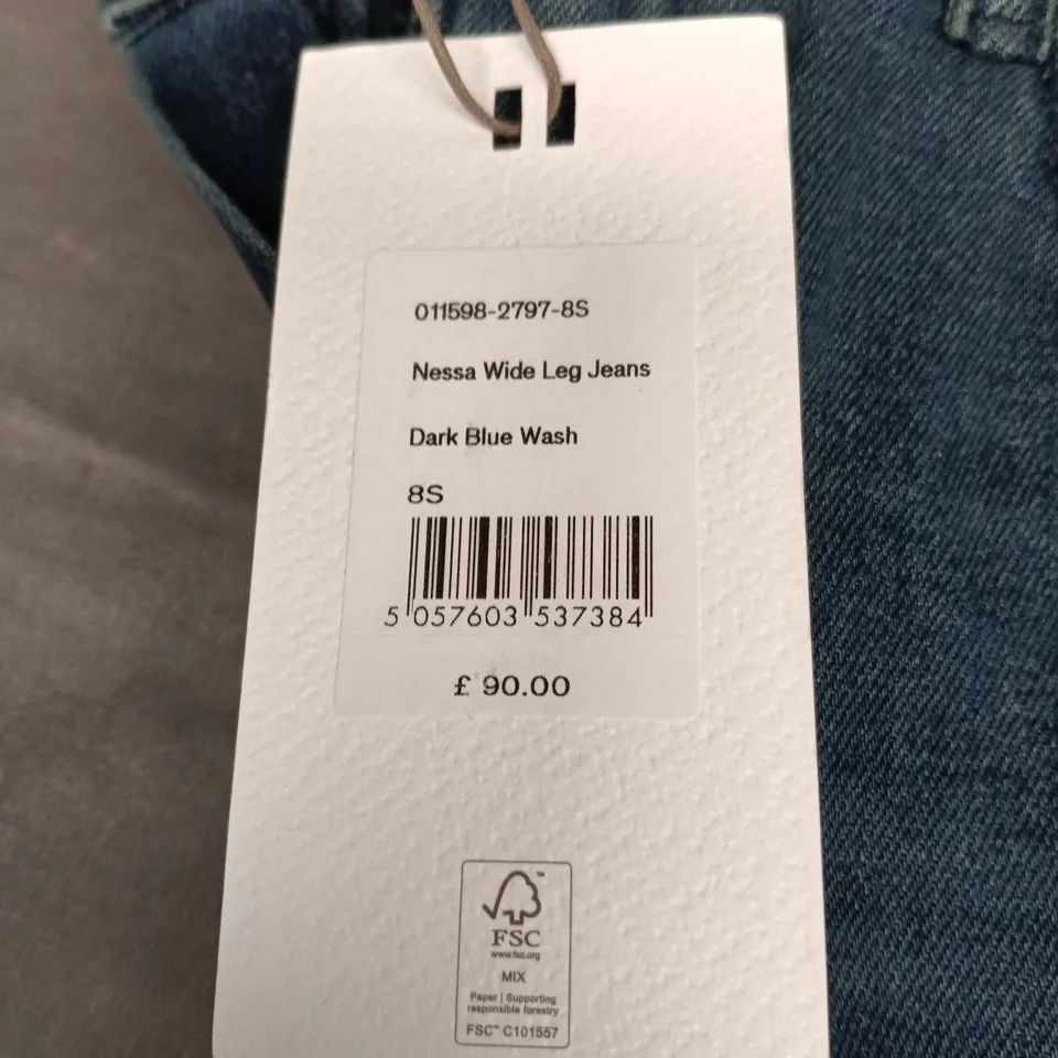 HUSH NESSA WIDE LEG JEANS – DARK BLUE WASH, UK 8S