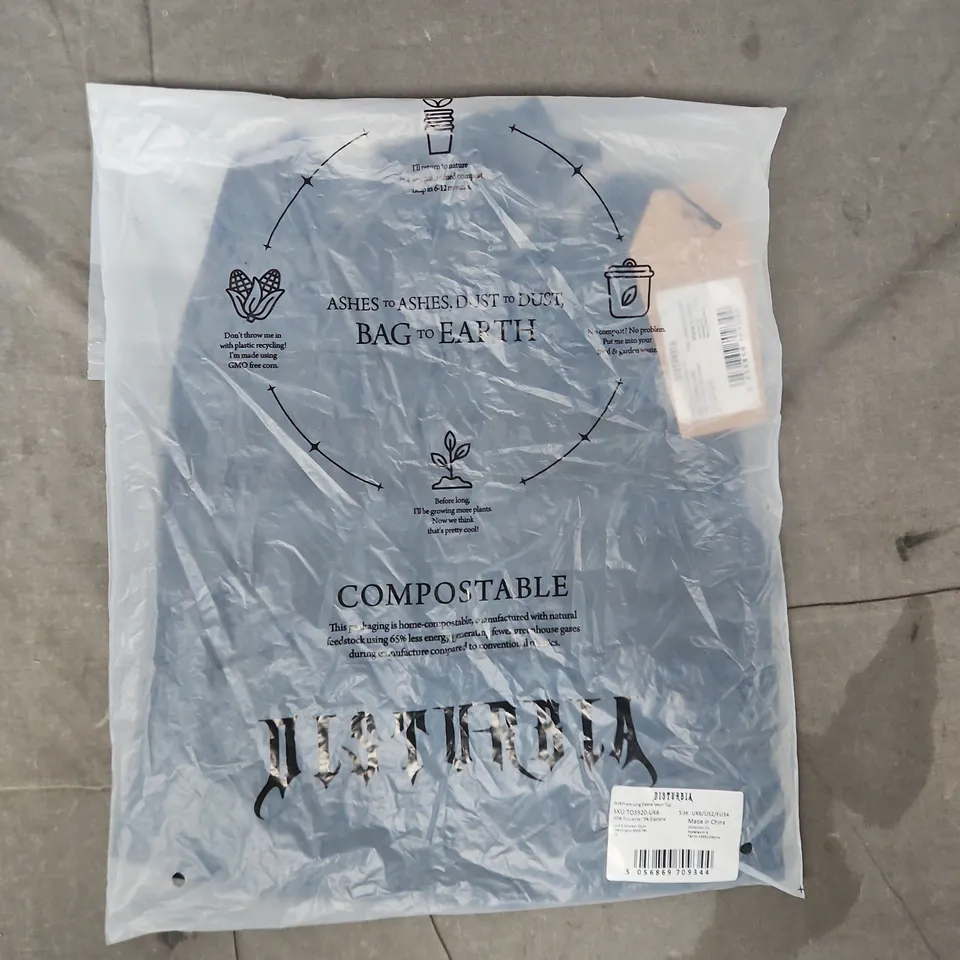 BAGGED DISTURBIA WYTCHLEM LONG SLEEVE MESH TOP IN BLACK SIZE UK 6