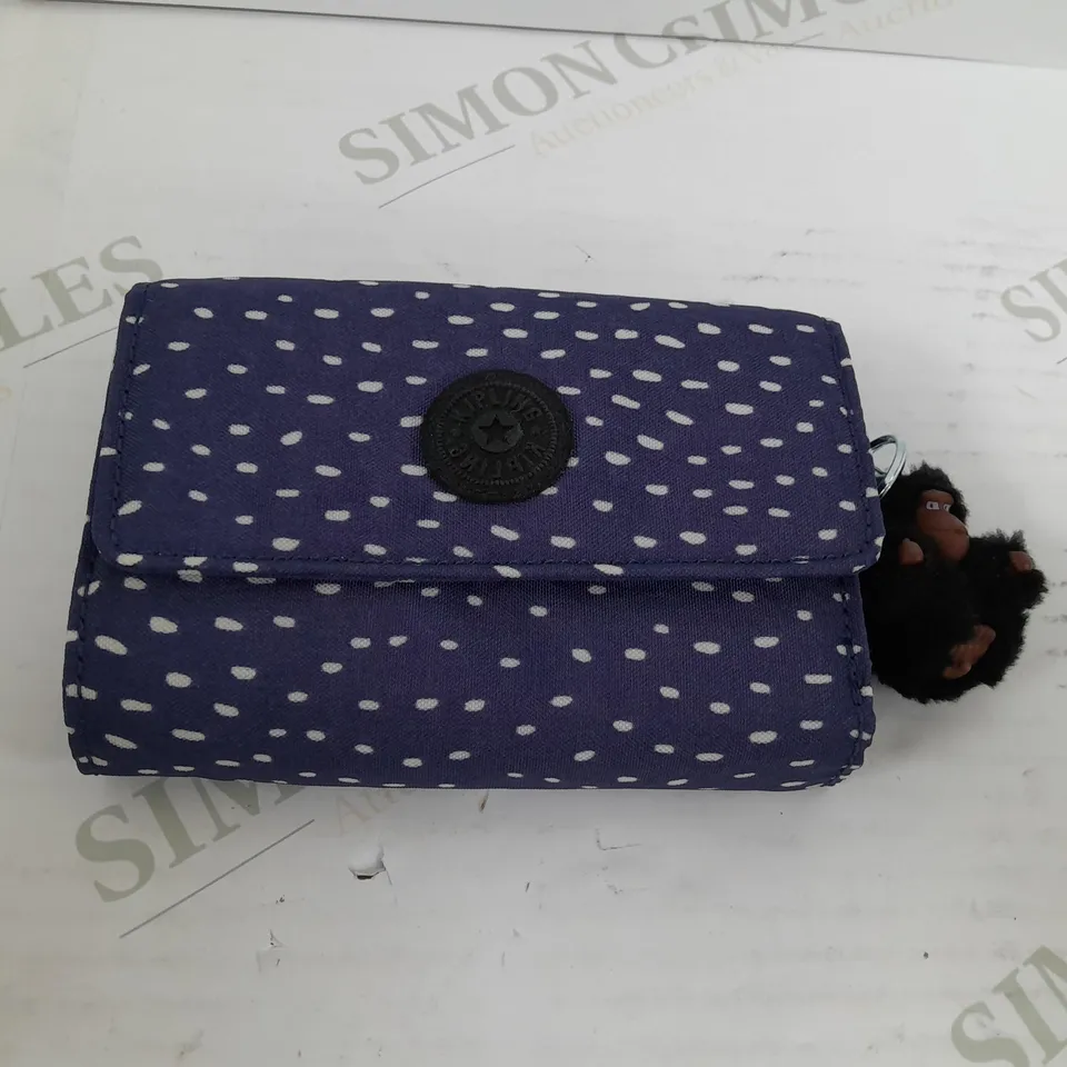 KIPLING BLUE,WHITE SPOTTED PURSE 