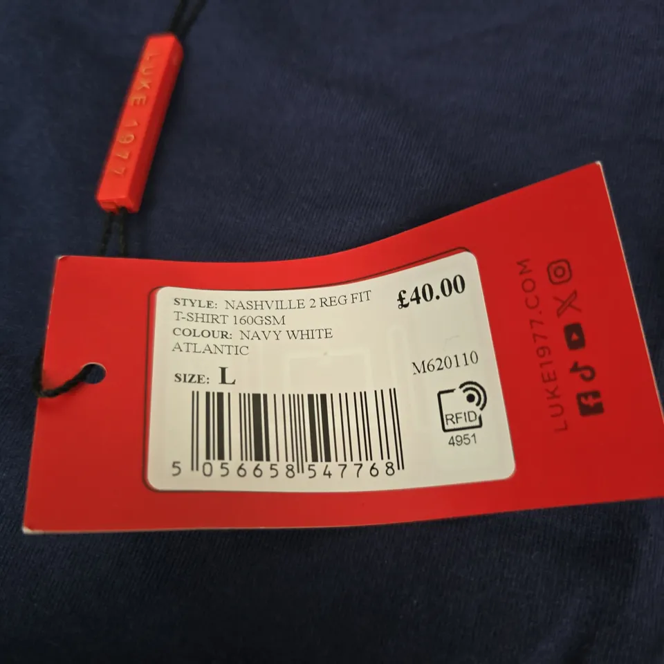 LUKE 1977 NASHVILLE 2 REG FIT T‑SHIRT – NAVY/WHITE STRIPE - LARGE