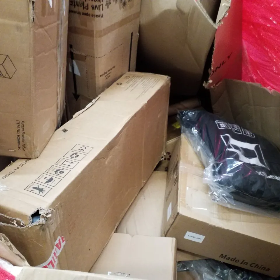 PALLET OF ASSORTED PRODUCTS INCLUDING ROLLING STOOL, CABIN SUITCASE, THERMOSTATIC MIXER, KEYBOARD TRAY