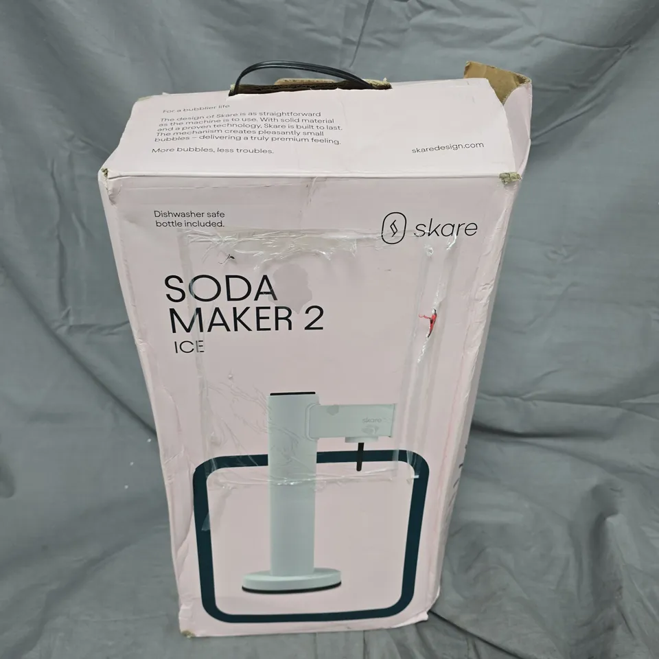 SKARE SODA MAKER 2 ICE – WHITE COUNTERTOP CARBONATOR (BOXED)