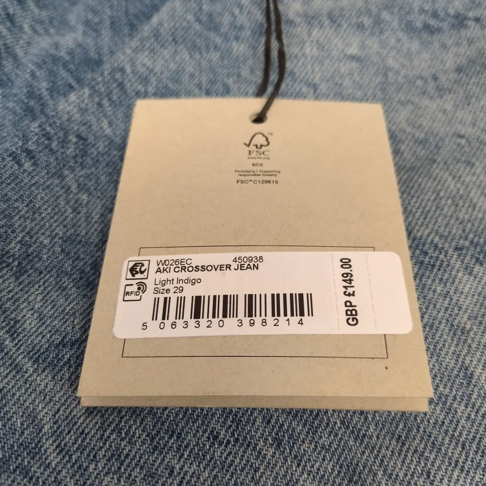 ALL SAINTS AKI CROSSOVER LIGHT INDIGO SIZE 29 JEANS WITH TAGS