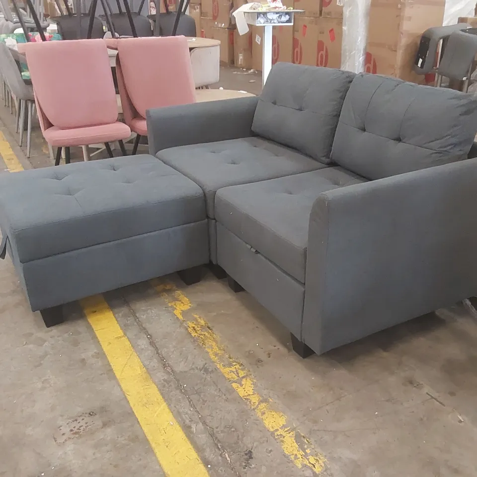 SEMMIE 2 SEATER SOFA & CHAISE WITH STORAGE
