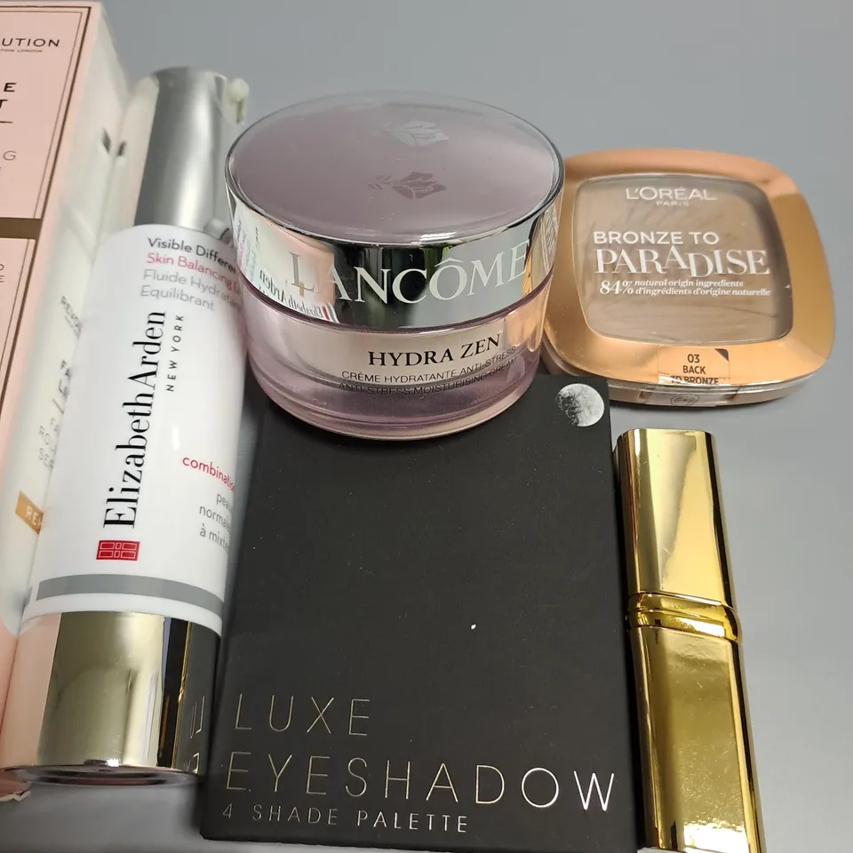 LOT OF 10 ASSORTED HEALTH AND BEAUTY ITEMS TO INCLUDE PLOUISE LIQUID BRONZER, LANCOME MOISTURISER AND LUXE EYESHADOW PALETTE