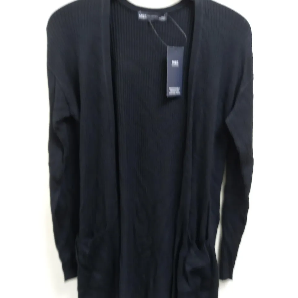M&S COLLECTION OPEN FRONT BLACK CARDIGAN - S