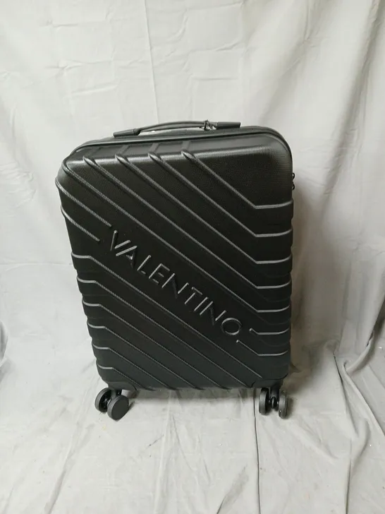Lot 101: VALENTINO BLACK HARD-SHELL LUGGAGE SUITCASE WITH DIAGONAL ...