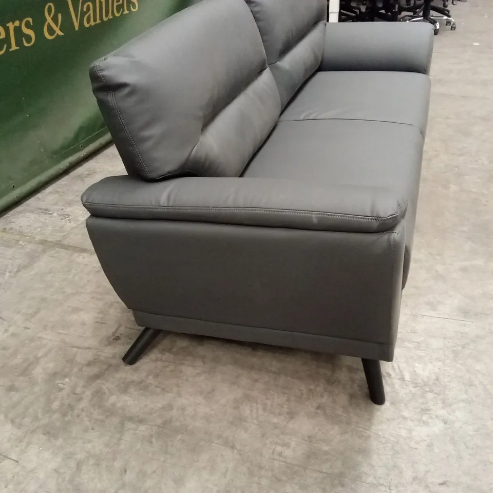 ALENA GREY FAUX LEATHER SOFA 