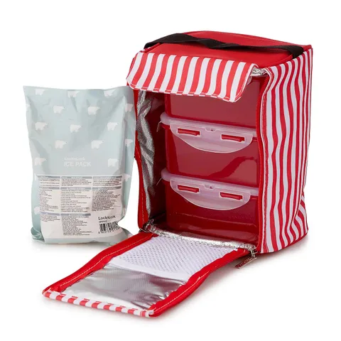 LOCK & LOCK INSULATED COOLER BAG WITH 3 CONTAINERS & COOL PACK