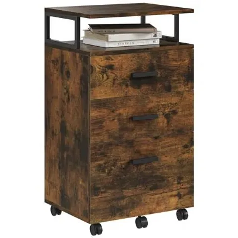 BOXED AMARELYS 46CM 3 WIDE WOODEN DRAWER FILING CABINET 