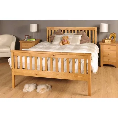 BOXED SHANE BED FRAME - 5FT KING SIZE, CARAMEL COLOUR