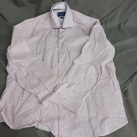 CHARLES TYRWHITT BUTTON UP SLIM FIT SHIRT IN WHITE/RED SIZE M