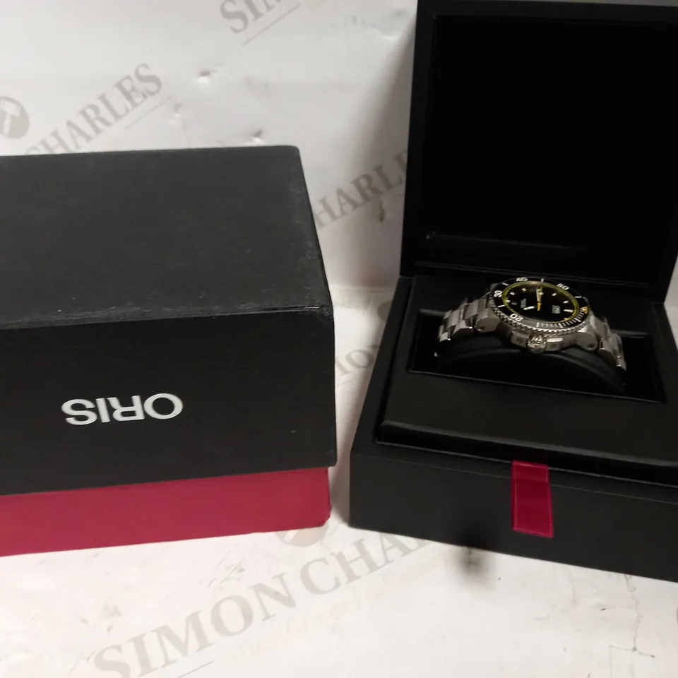 BOXED ORIS 07 8 26 01PEB STAINLESS STEEL WRIST WATCH