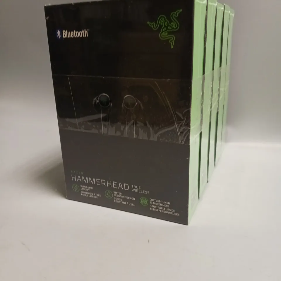 LOT OF 5 SEALED BOXED RAZER HAMMERHEAD HEADPHONES IN BLACK AND GREEN