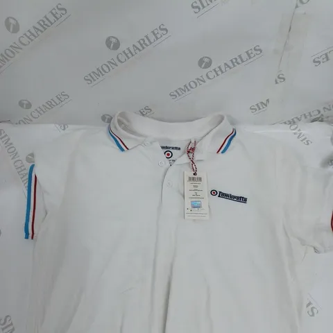 LAMBRETTA TWIN TIPPED POLO IN WHITE - M
